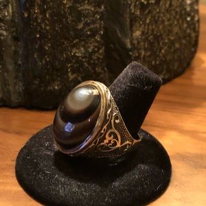 Men`s Agate Ring Silver 925